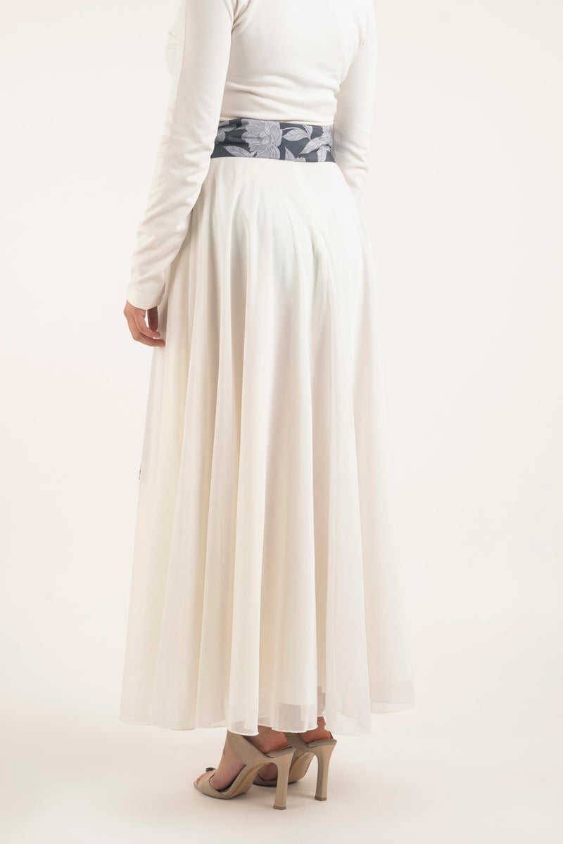 White Wave Skirt- Modest Dresses, Abaya, Long Sleeve dress!