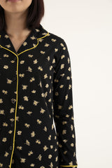 Women’s Cotton Floral Print Notch Collar Pajamas-01