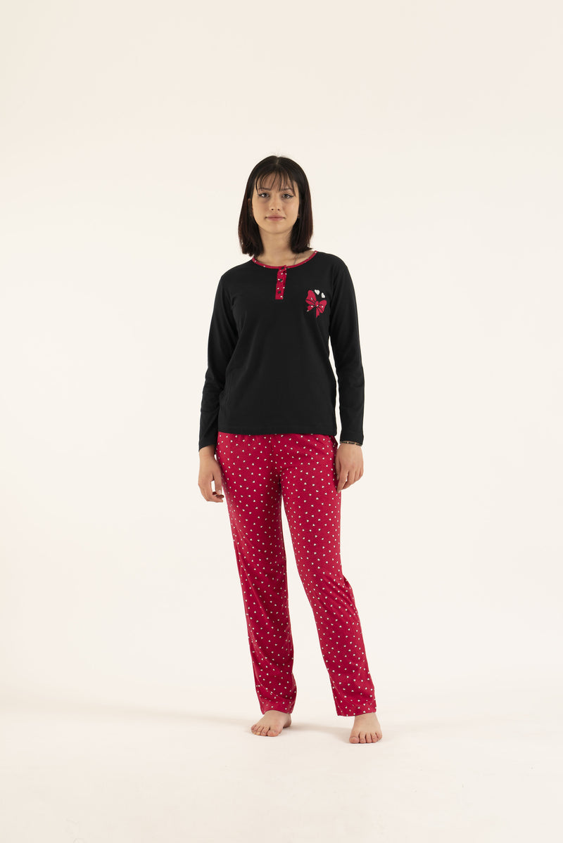 Women’s Cotton  long sleeve top lightweight sleepwear Pajama set-21