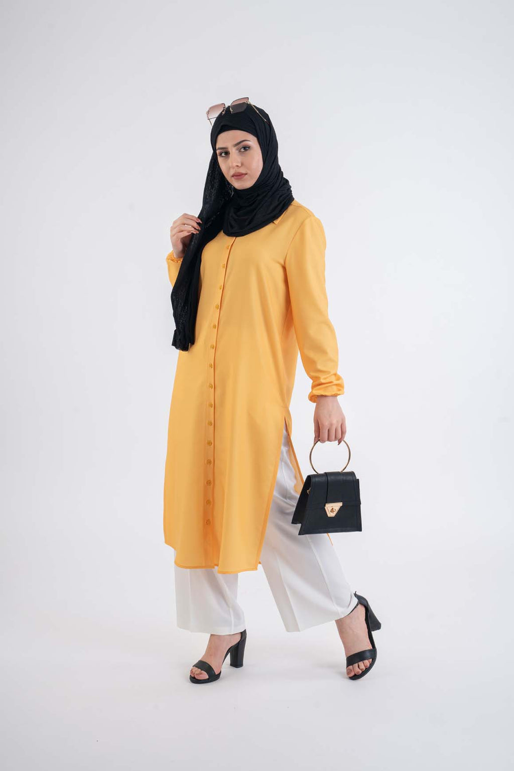 Yellow Maxi shirt - Modest Dresses, Abaya, Long Sleeve dress!