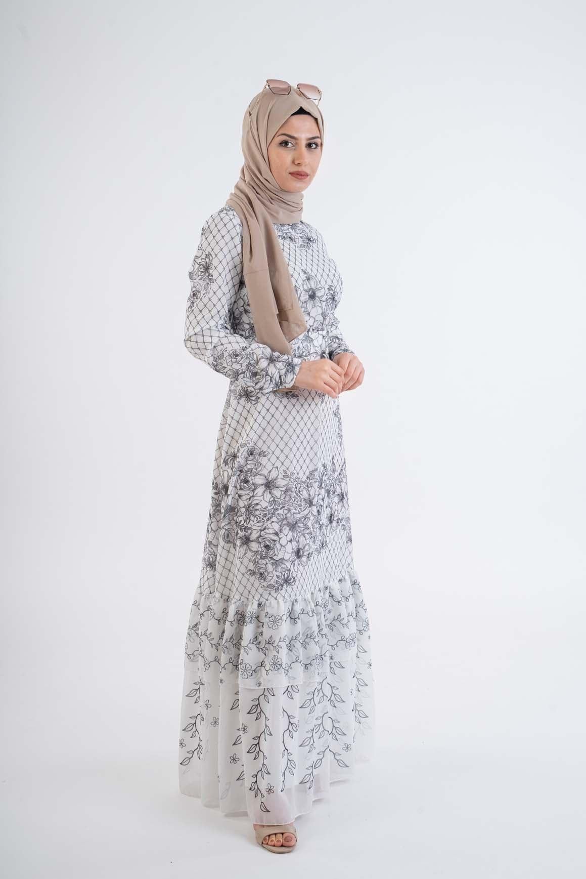 lacy Printed dress- Modest Dresses, Abaya, Long Sleeve dress!