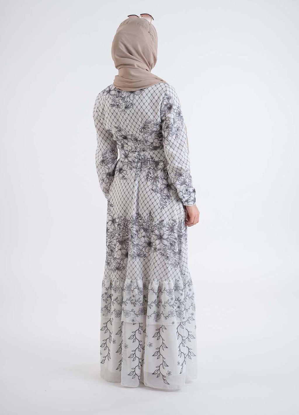 lacy Printed dress- Modest Dresses, Abaya, Long Sleeve dress!
