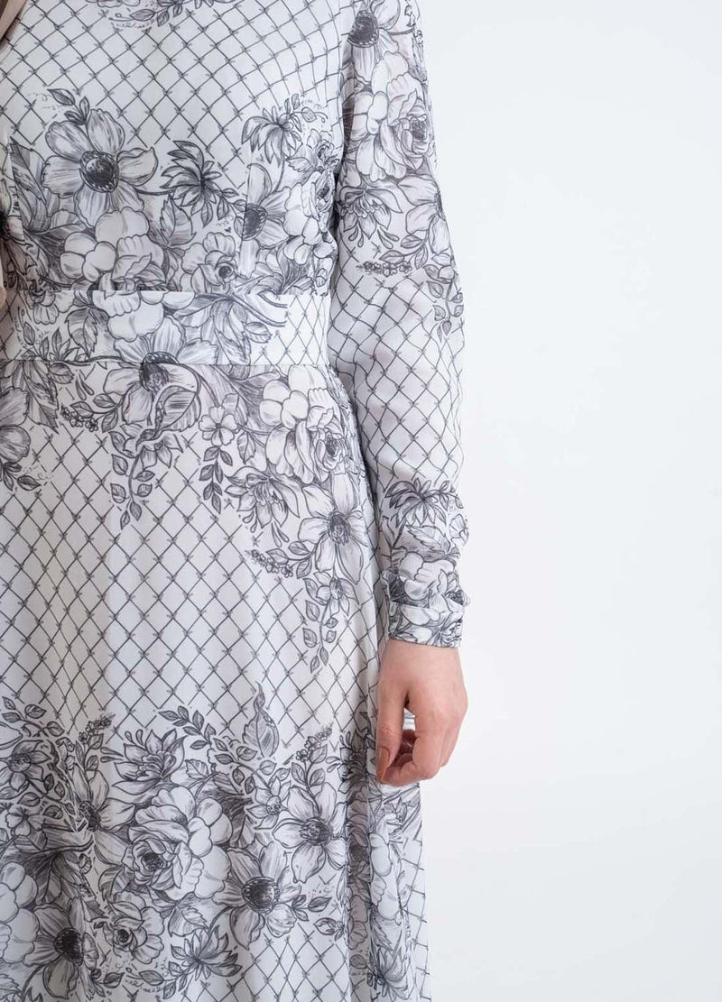 lacy Printed dress- Modest Dresses, Abaya, Long Sleeve dress!