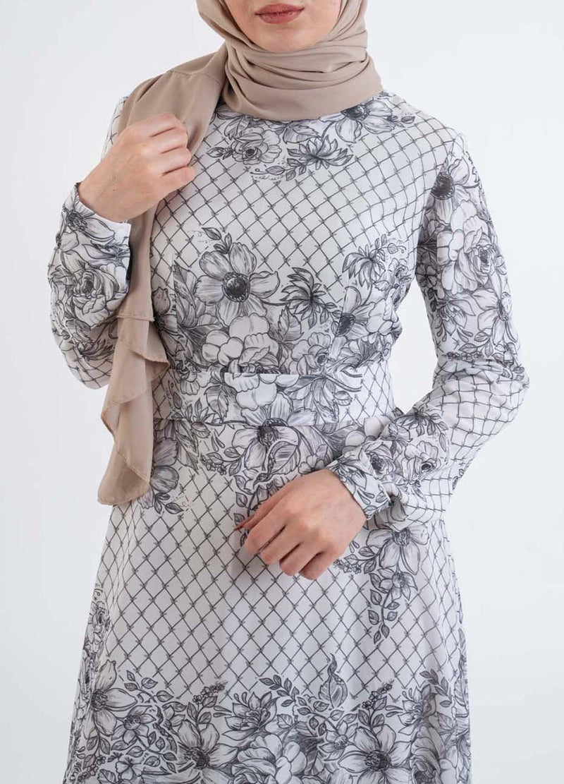lacy Printed dress- Modest Dresses, Abaya, Long Sleeve dress!