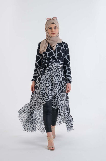 Leo Prİnt Tunic- Modest Dresses, Abaya, Long Sleeve dress!