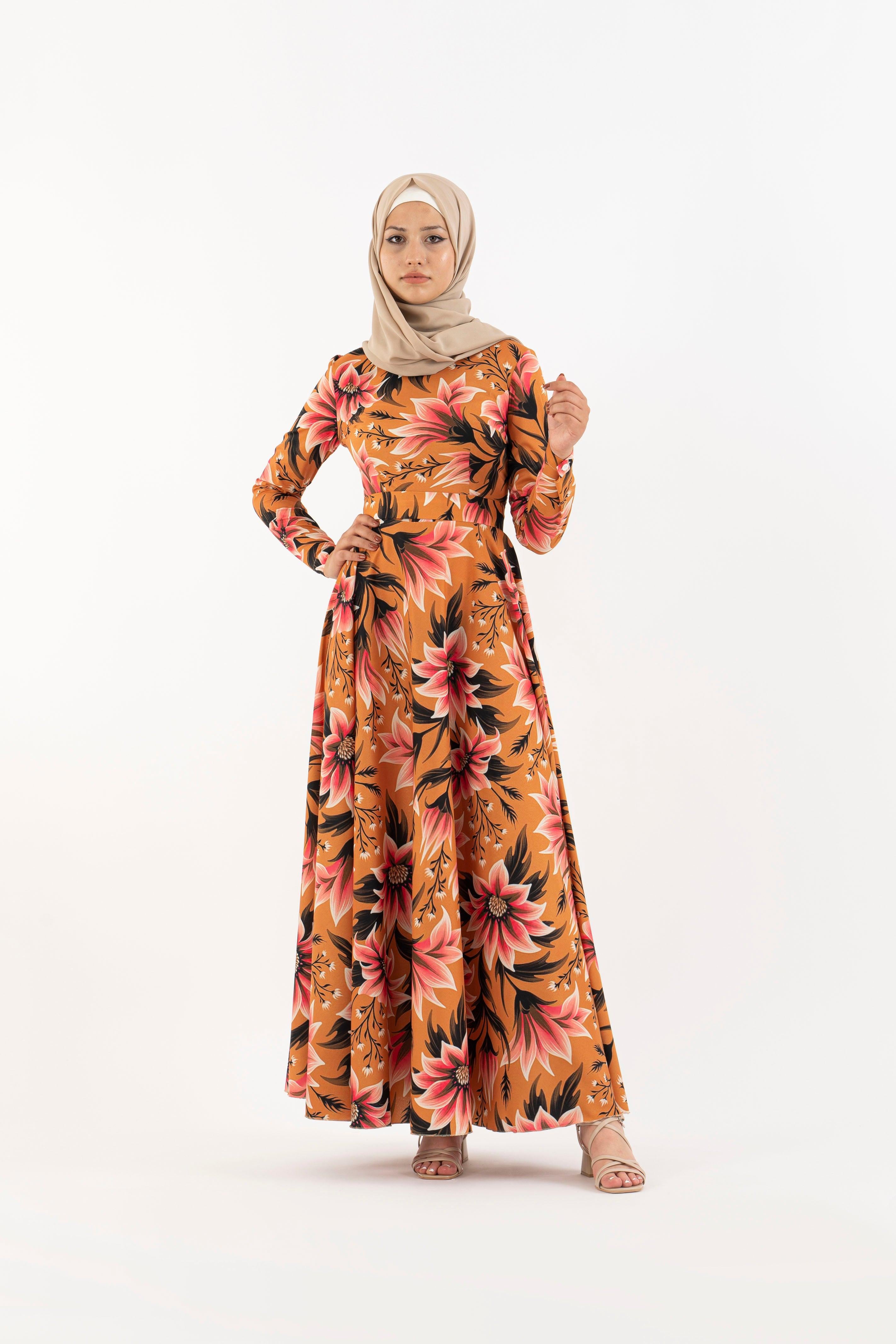 marmalade floral long dress  Modest Dresses, Abaya, Long Sleeve dress!