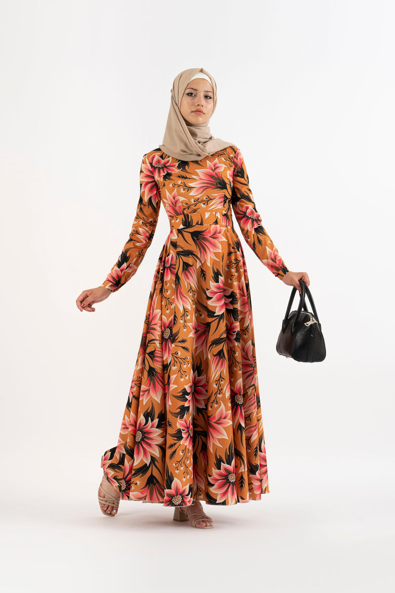 marmalade floral long dress  Modest Dresses, Abaya, Long Sleeve dress!