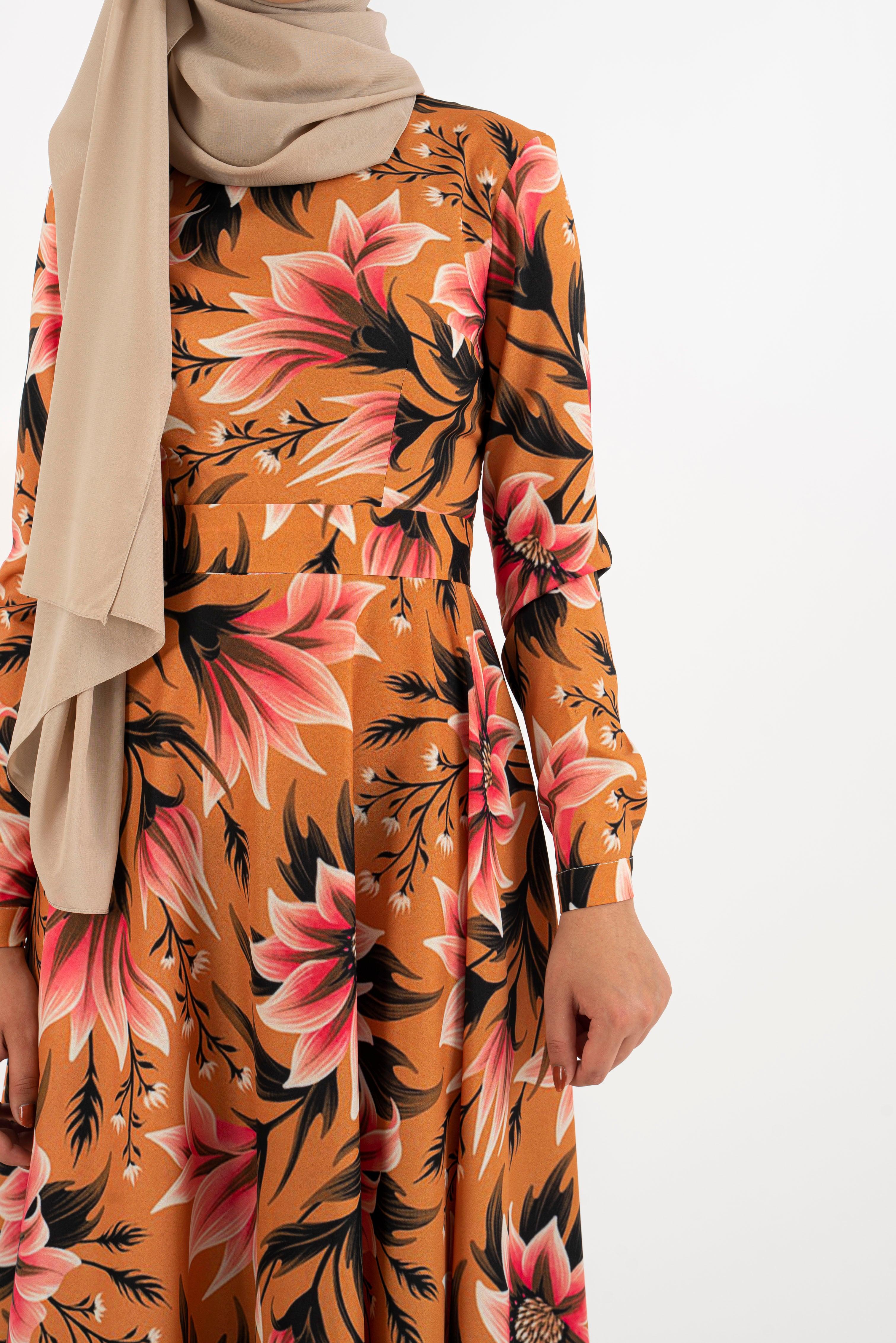 marmalade floral long dress  Modest Dresses, Abaya, Long Sleeve dress!