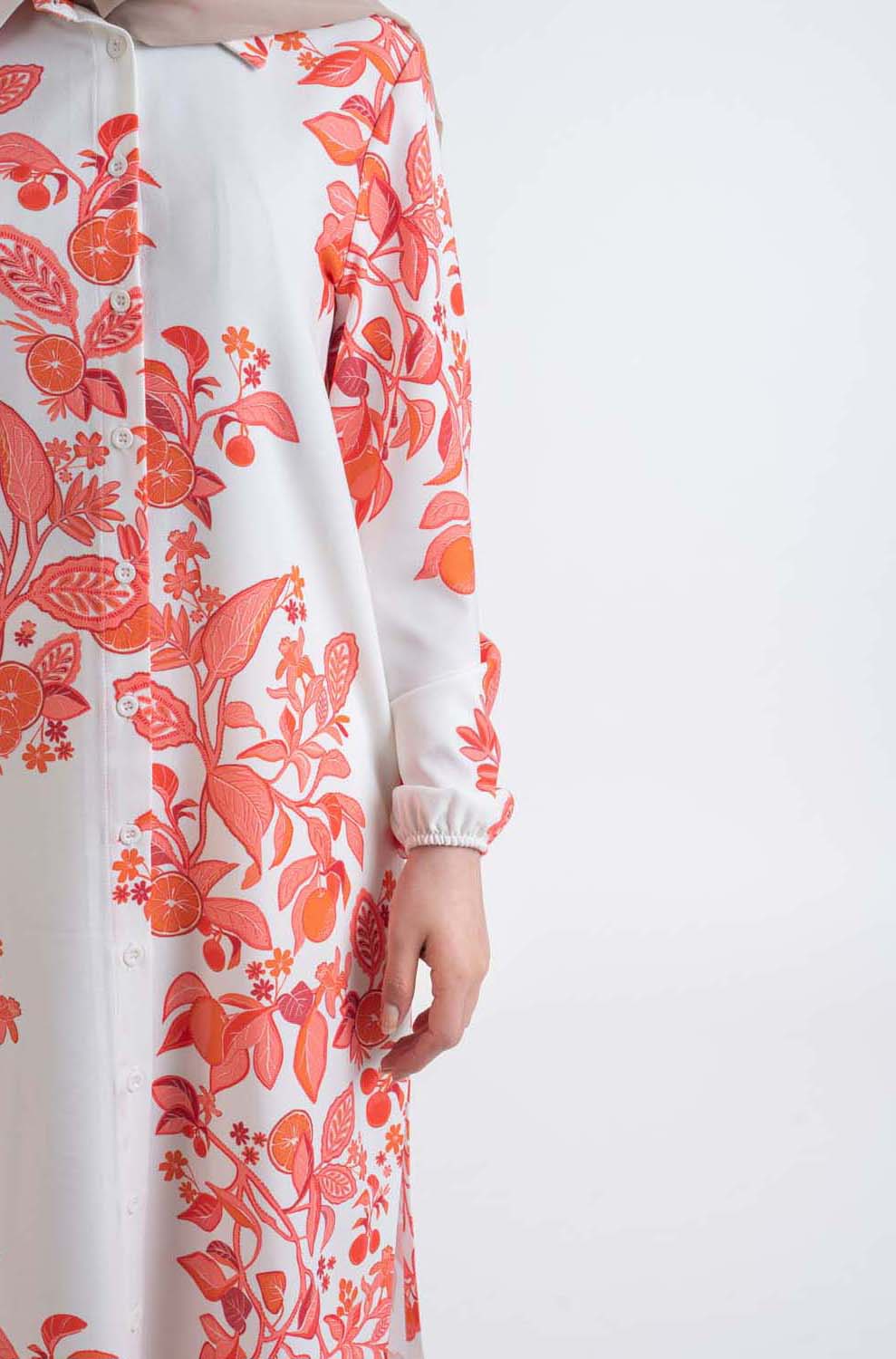 orange Flower Shirt - Modest Dresses, Abaya, Long Sleeve dress!