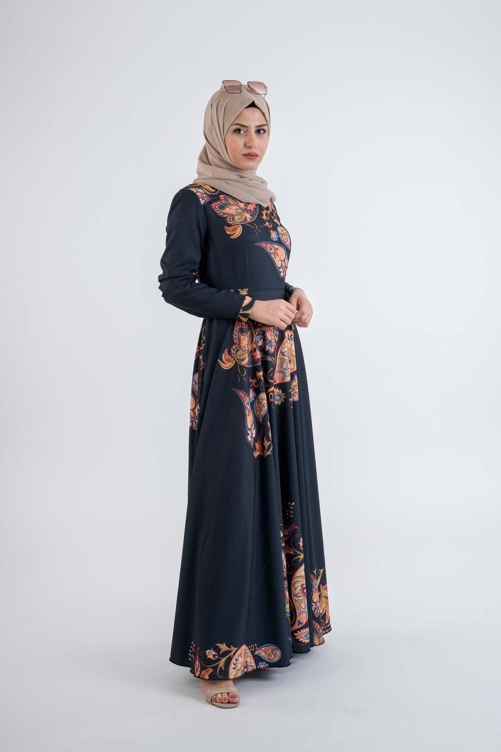 paisley Dark Blue Dress - Modest Dresses, Abaya, Long Sleeve dress!