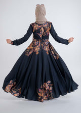 paisley Dark Blue Dress - Modest Dresses, Abaya, Long Sleeve dress!