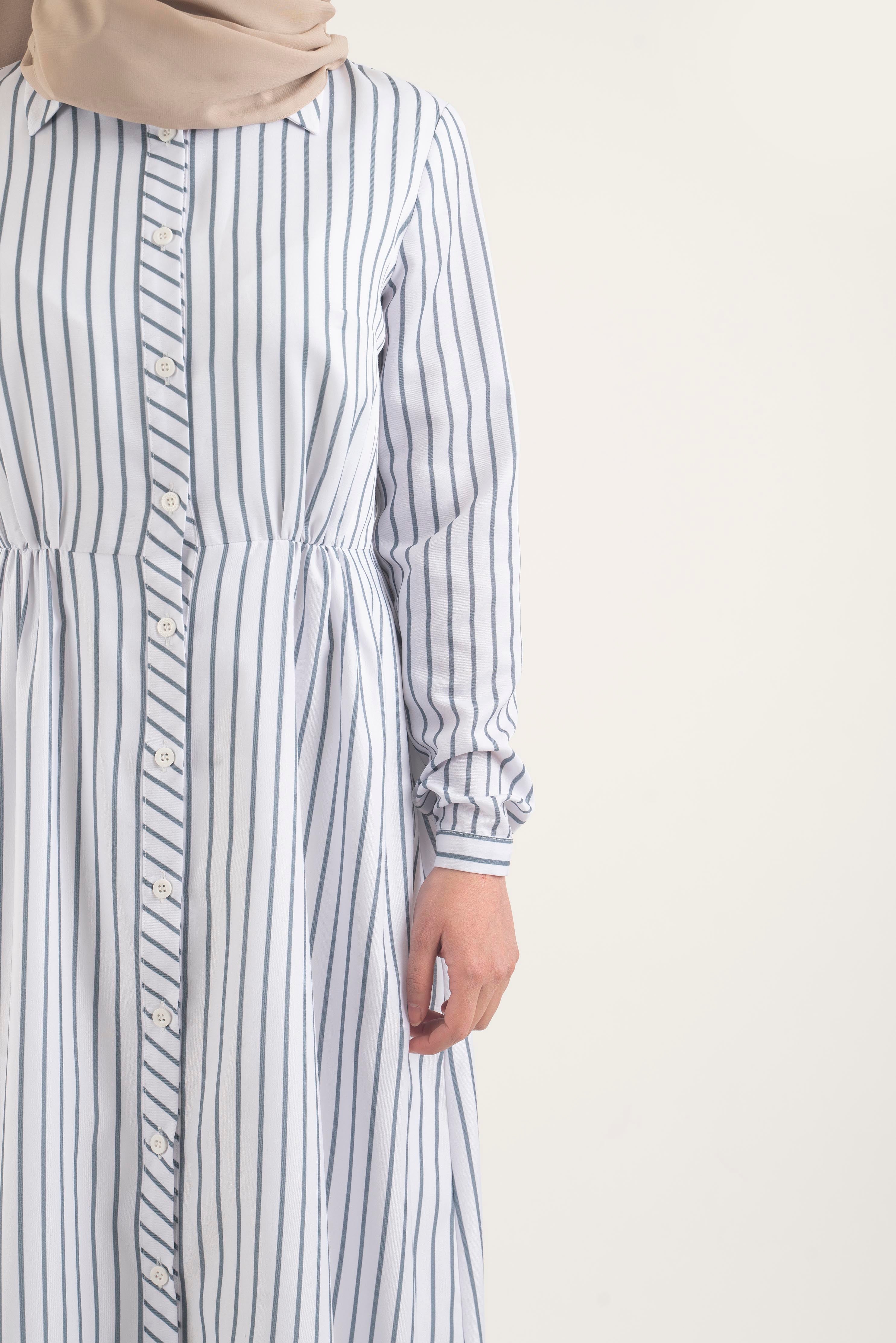 Pencil Stripe Dress - Modest Dresses, Abaya, Long Sleeve dress!