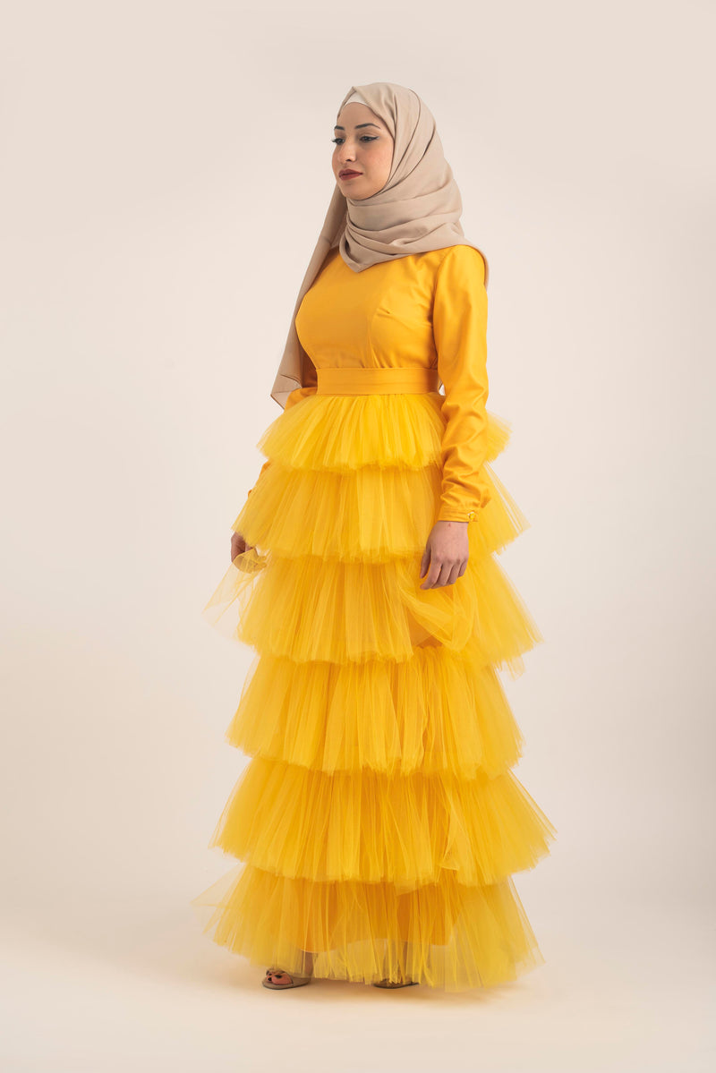 Royal Canary Dress - Modest Dresses, Abaya, Long Sleeve dress!