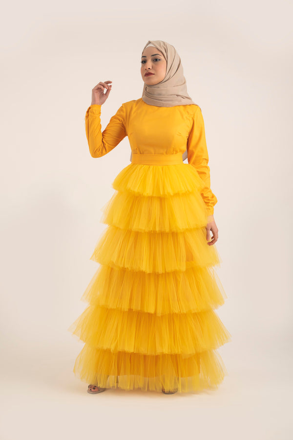 Royal Canary Dress - Modest Dresses, Abaya, Long Sleeve dress!