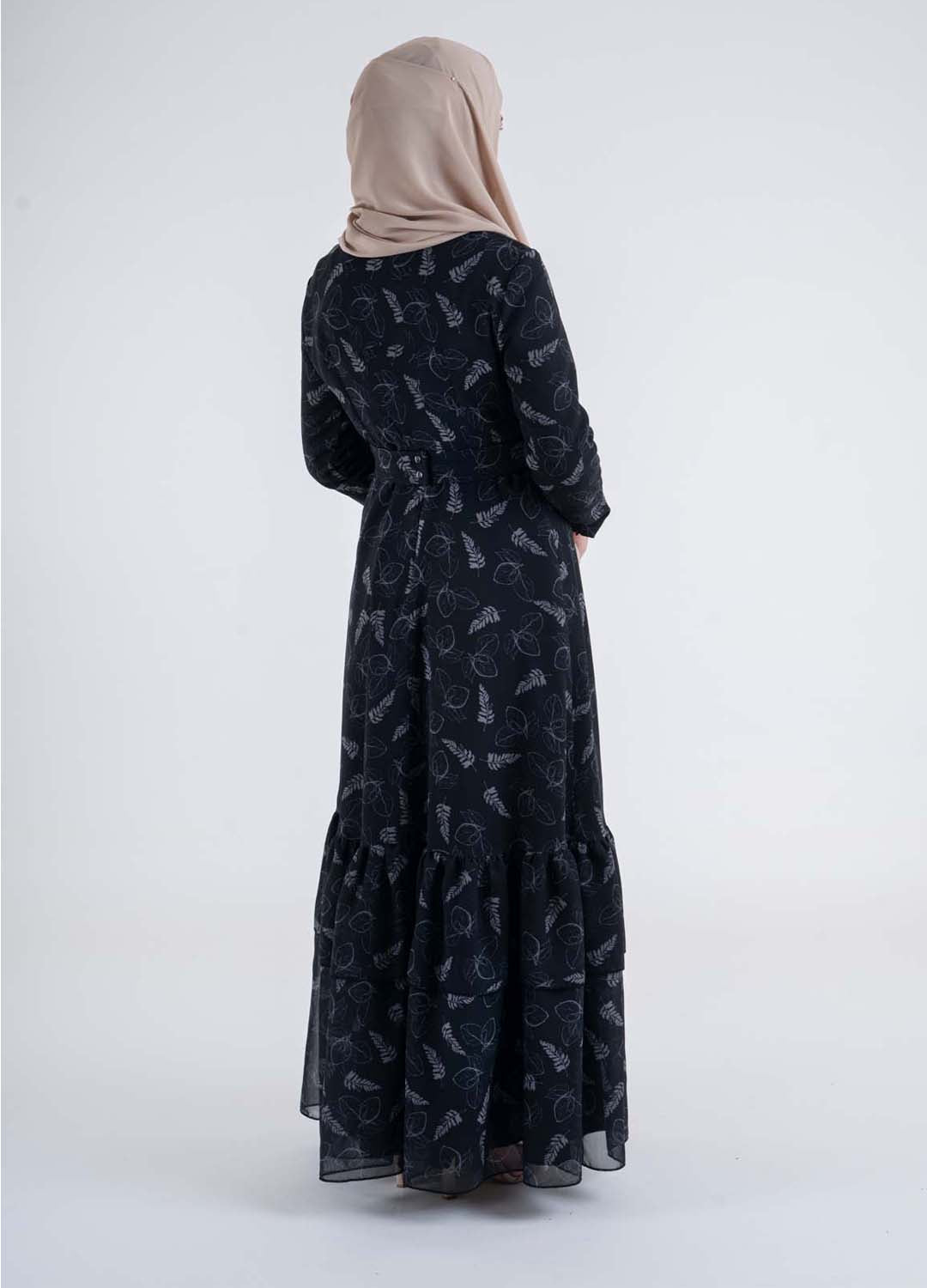 white leaf dress- Modest Dresses, Abaya, Long Sleeve dress!