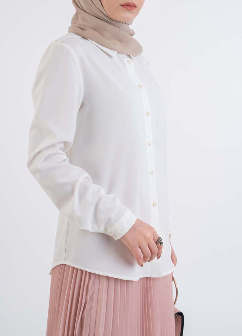 white shirt- Modest Dresses, Abaya, Long Sleeve dress!