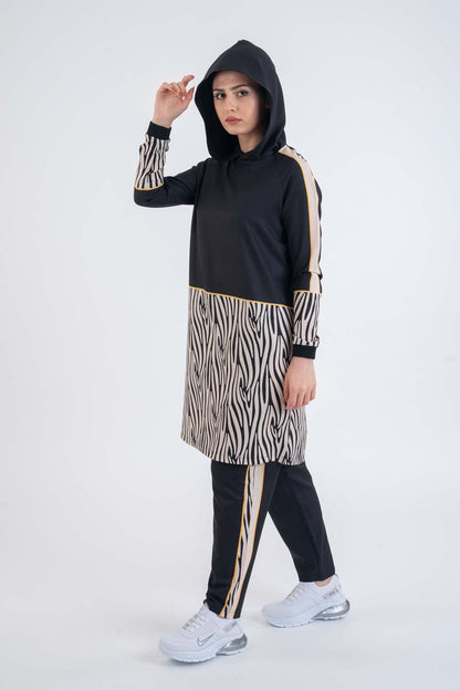 Zebra HOODED Sport Suit - Modest Dresses, Abaya, Long Sleeve dress!